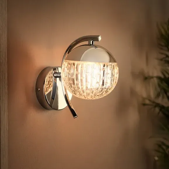 Wall Light with Faceted Shade - Chrome, Metal