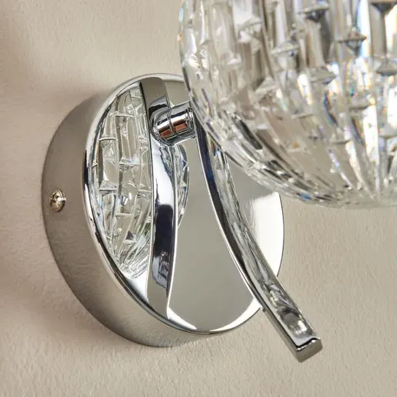 Wall Light with Faceted Shade - Chrome, Metal