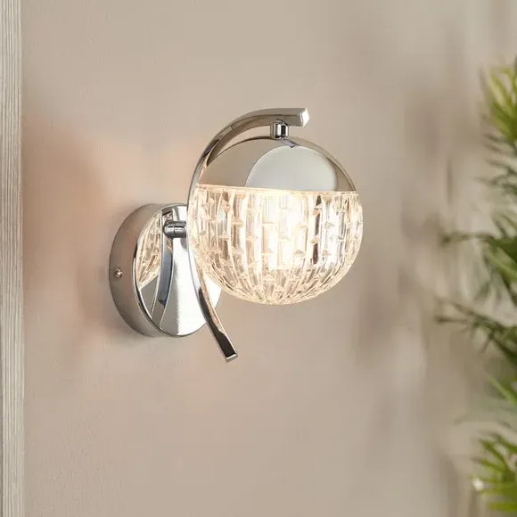 Wall Light with Faceted Shade - Chrome, Metal image
