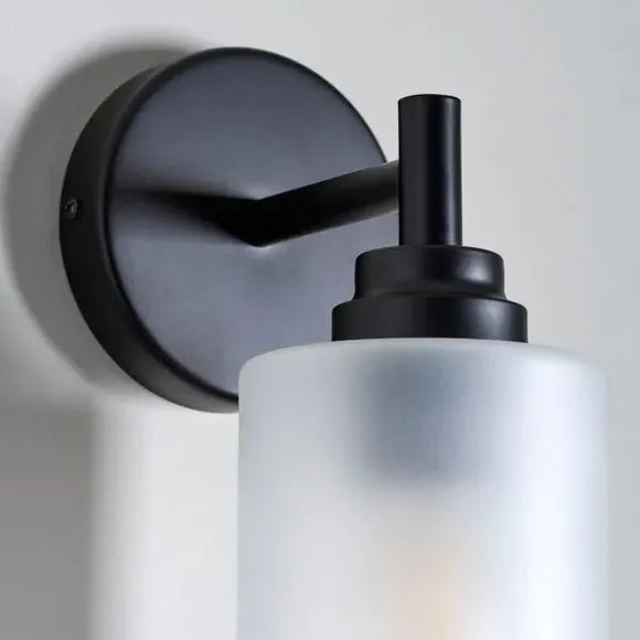 Wall Light with Frosted Glass - Black, Metal