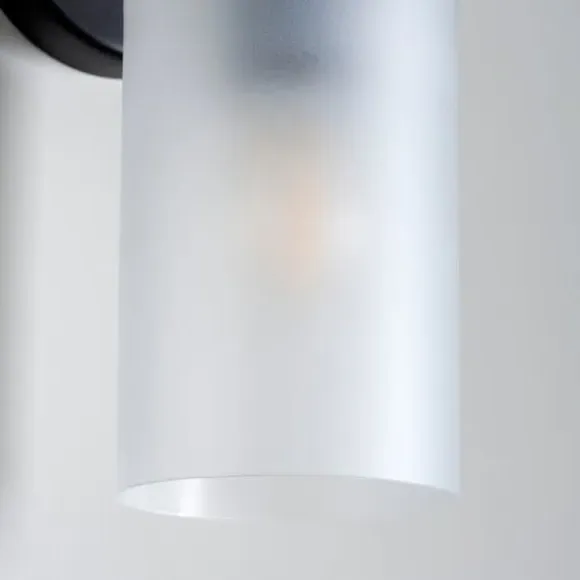 Wall Light with Frosted Glass - Black, Metal