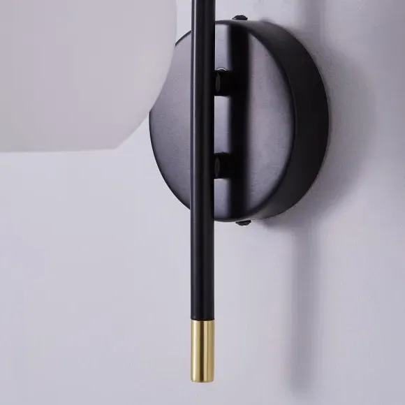 Wall Light with Glass Shade - Black, Metal