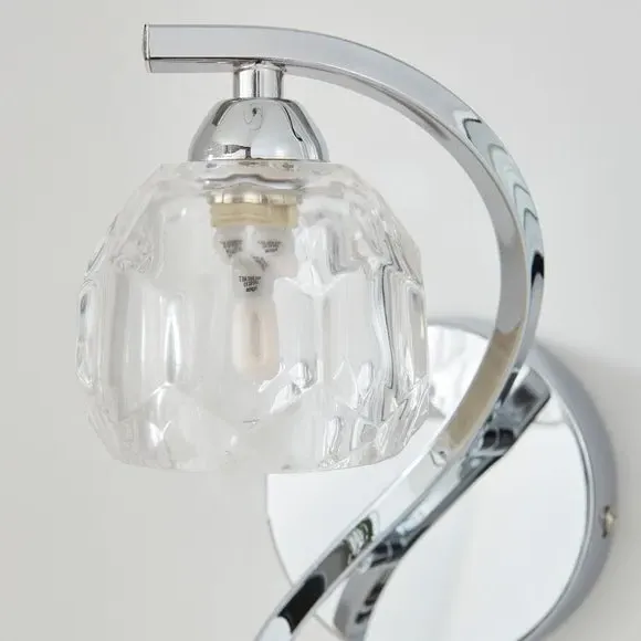 Wall Light with Glass Shade - Chrome, Metal