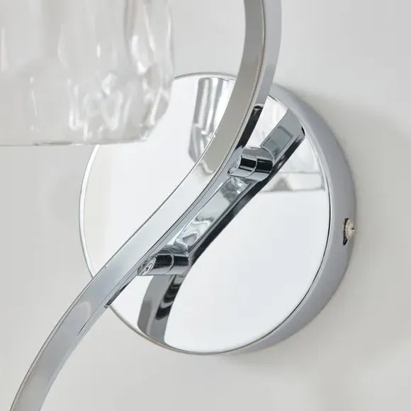 Wall Light with Glass Shade - Chrome, Metal