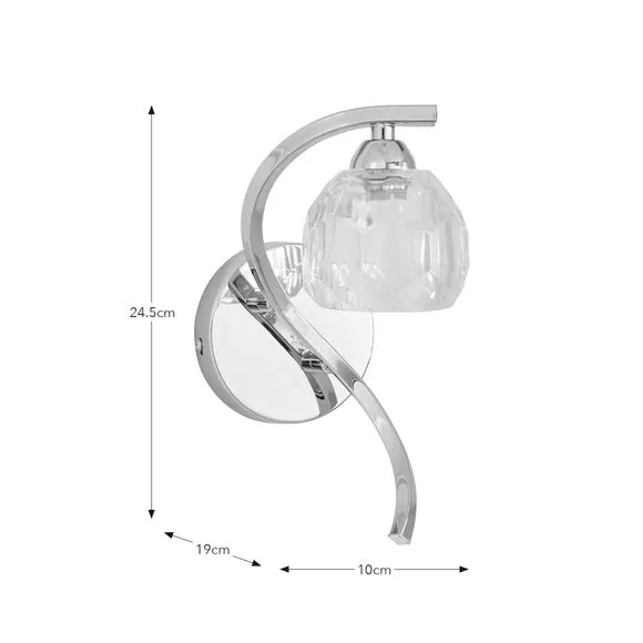 Wall Light with Glass Shade - Chrome, Metal