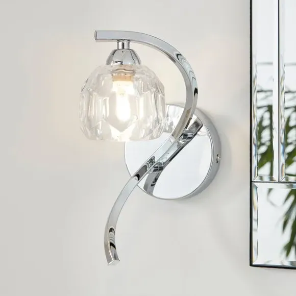 Wall Light with Glass Shade - Chrome, Metal image