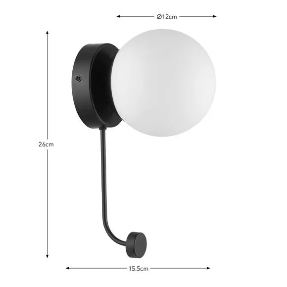 Wall Light with Hook - Black, Metal