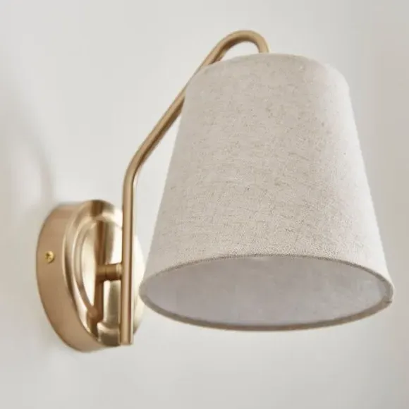 Wall Light with Linen Shade - Gold, Metal