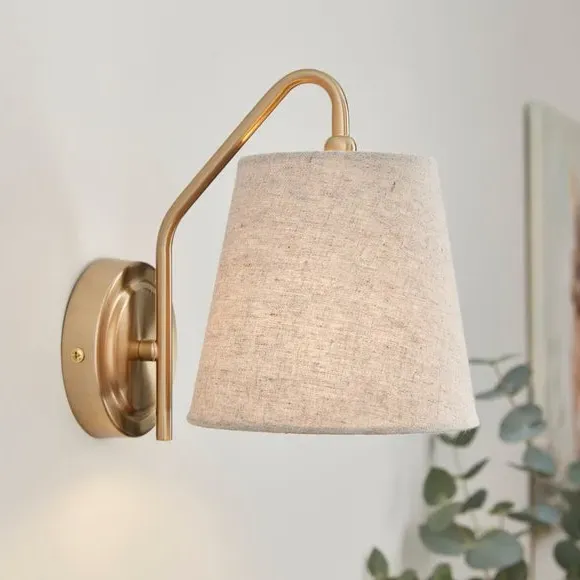 Wall Light with Linen Shade - Gold, Metal image