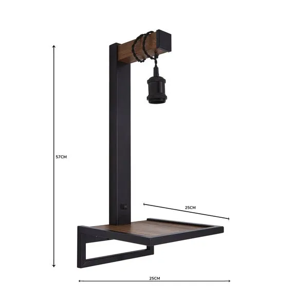 Wall Light with Shelf - Pine, Wood