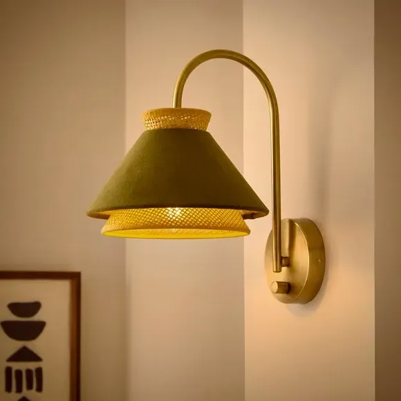 Wall Light with Two-Tier Shade - Green, Steel