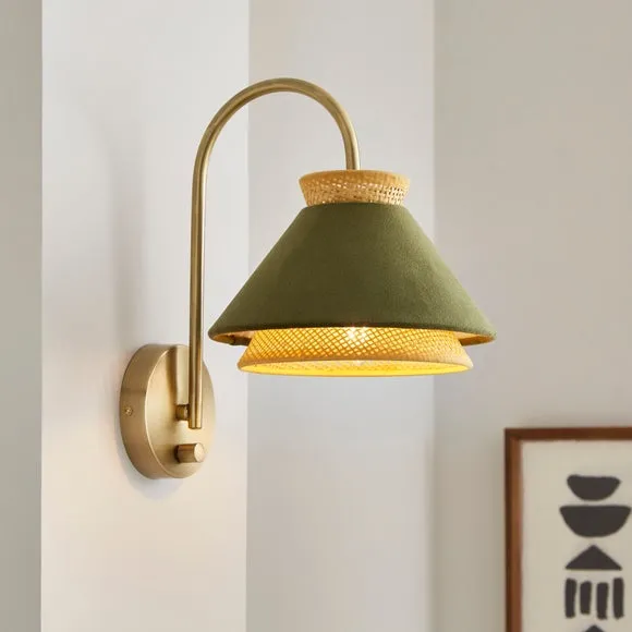 Wall Light with Two-Tier Shade - Green, Steel image