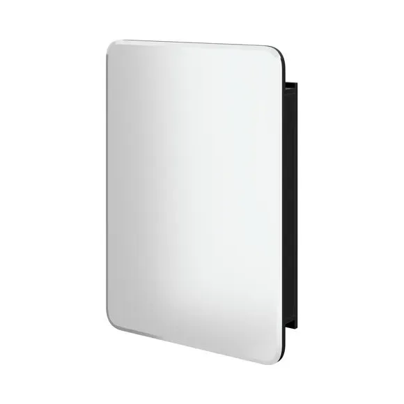 Wall Mirror Cabinet with Shelves - Black, Wood