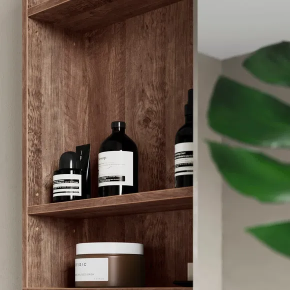 Wall Mirror Cabinet with Storage - Pine Effect