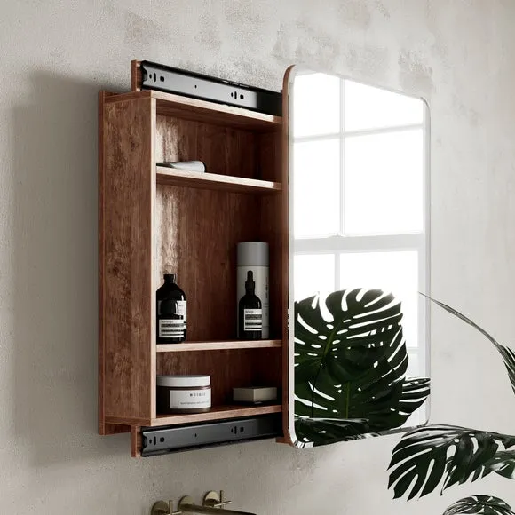 Wall Mirror Cabinet with Storage - Pine Effect