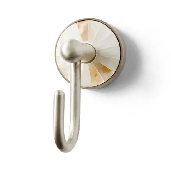 Wall Mount Towel Hook - Silver, Mother of Pearl