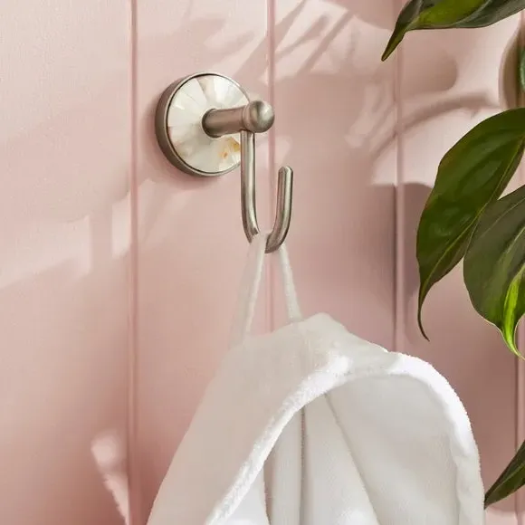 Wall Mount Towel Hook - Silver, Mother of Pearl image