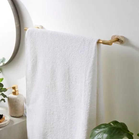Wall Mounted Towel Rail with Marble Effect - Gold image
