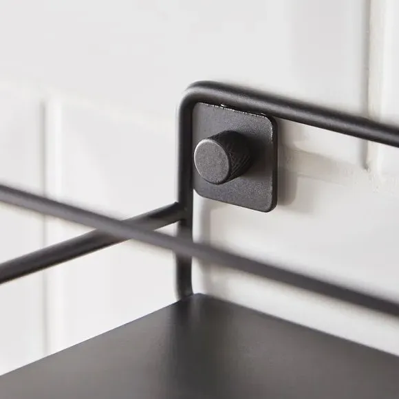 Wall Mounted Towel Rail with Storage - Black