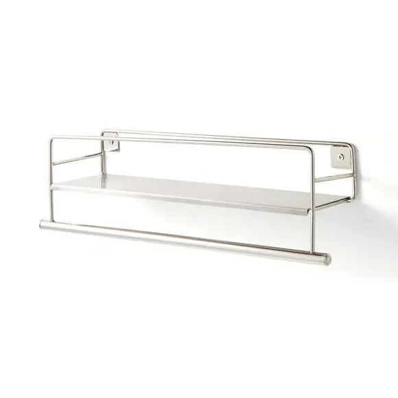 Wall Mounted Towel Rail with Storage - Chrome