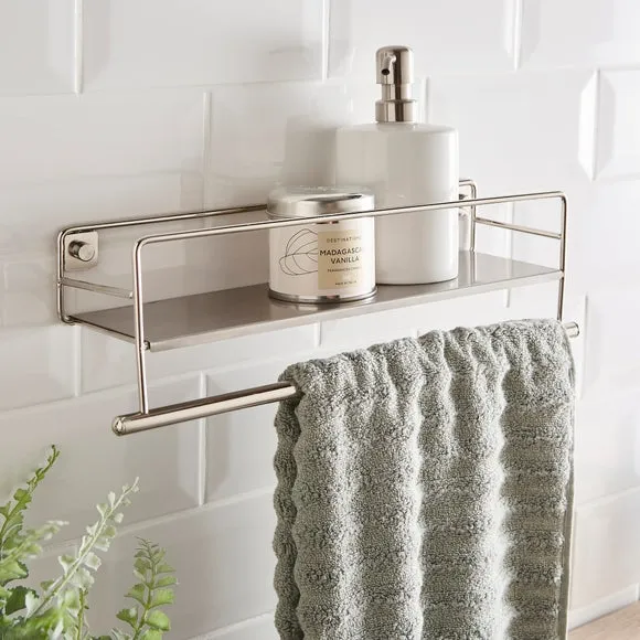 Wall Mounted Towel Rail with Storage - Chrome