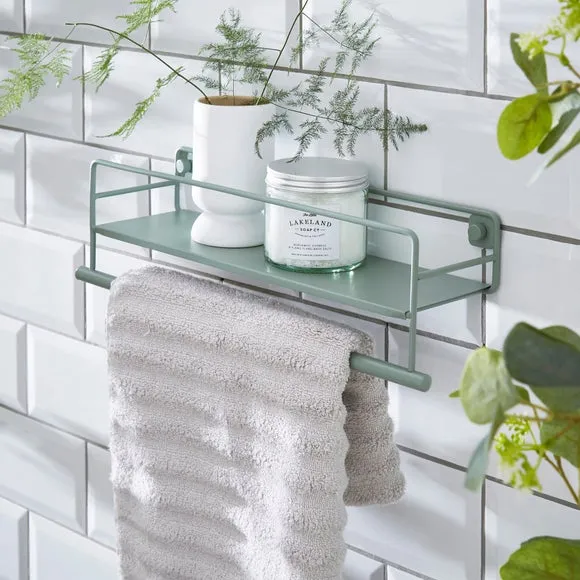 Wall Towel Rail with Shelf - Sage image
