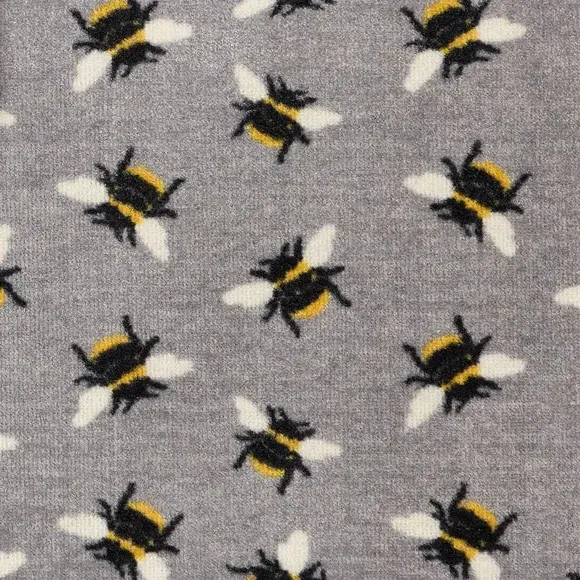 Washable Door Mat with Bee Design - Grey