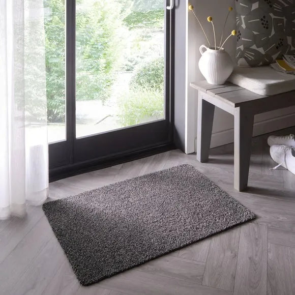 Washable Doormat with Anti-Slip - Grey, Cotton image
