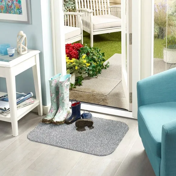 Washable Doormat with Anti-Slip - Silver, Cotton