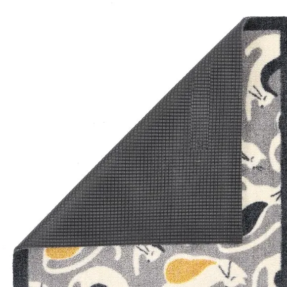 Washable Doormat with Cat Design - Multicolor