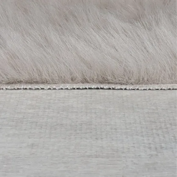 Washable Faux Fur Rug - Grey, High-Low Texture