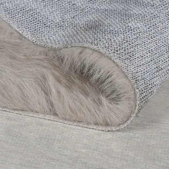 Washable Faux Fur Rug - Grey, High-Low Texture