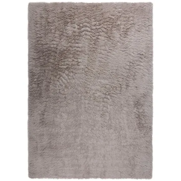 Washable Faux Fur Rug - Grey, High-Low Texture