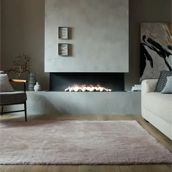 Washable Faux Fur Rug - Grey, High-Low Texture image
