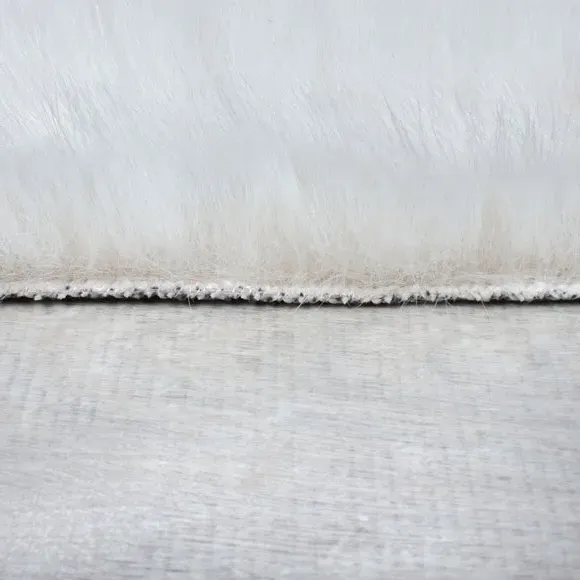 Washable Faux Fur Rug - White, High-Low Texture
