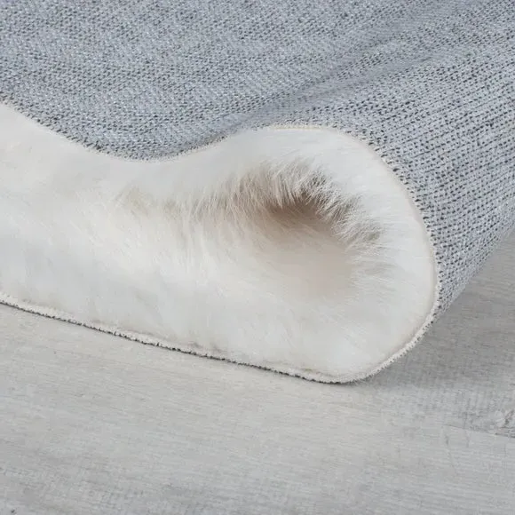 Washable Faux Fur Rug - White, High-Low Texture