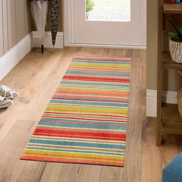 Washable Mat with Anti-Slip Backing - Multicolour