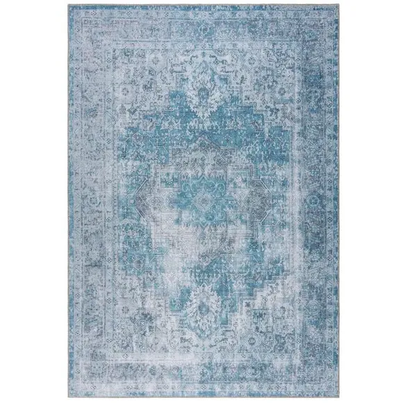 Washable Rug Traditional Design - Blue, Cotton