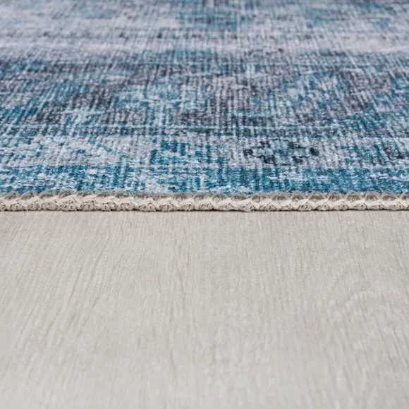 Washable Rug Traditional Design - Blue, Cotton