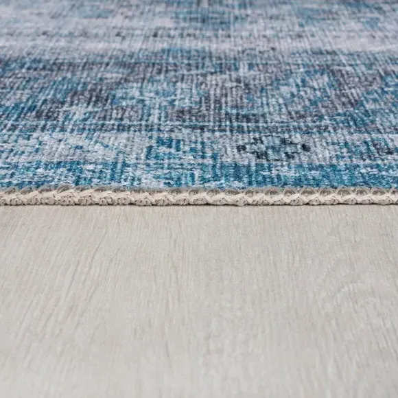 Washable Rug Traditional Design - Blue, Cotton