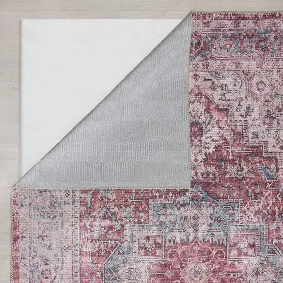 Washable Rug Traditional Design - Red, Cotton
