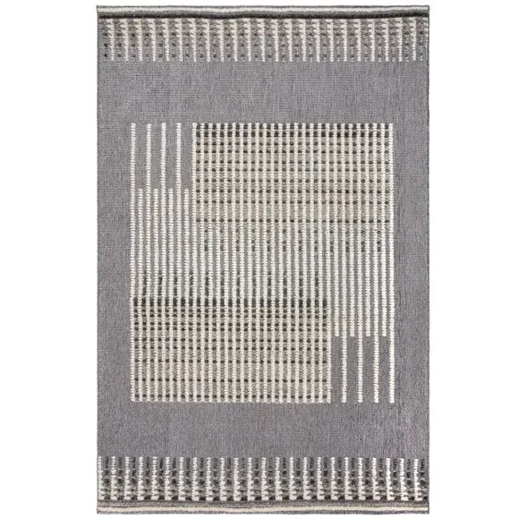 Washable Rug with Abstract Design - Grey