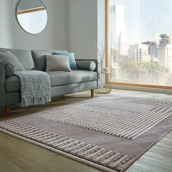 Washable Rug with Abstract Design - Grey