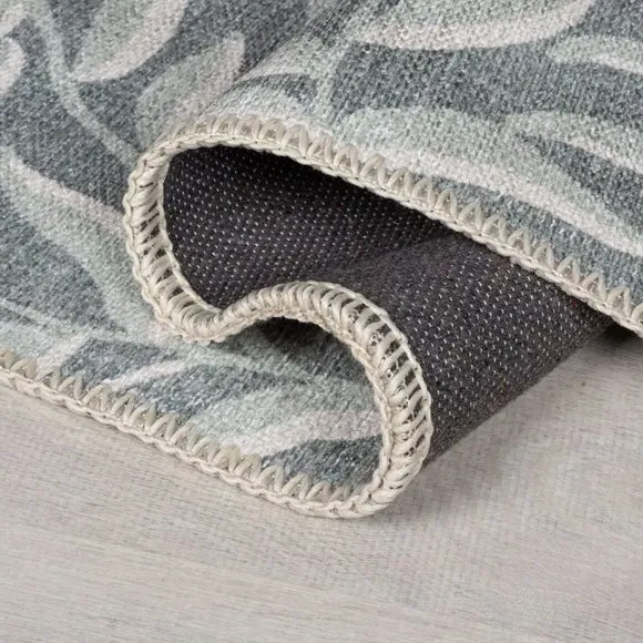 Washable Rug with Floral Design - Green, Fibre
