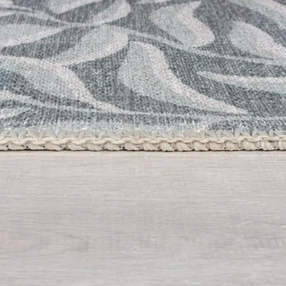 Washable Rug with Floral Design - Green, Fibre