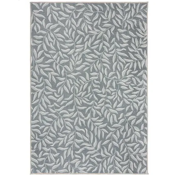 Washable Rug with Floral Design - Green, Fibre