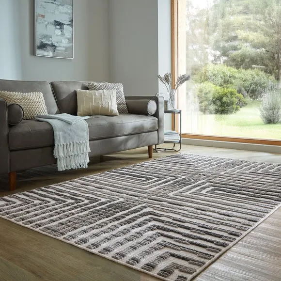 Washable Rug with Hi-Low Pile - Monochrome image