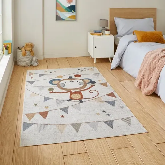 Washable Rug with Monkey Design - Multicoloured image