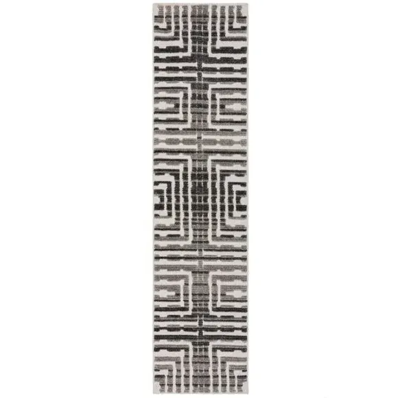 Washable Runner Rug - Monochrome, Hi-Low Pile