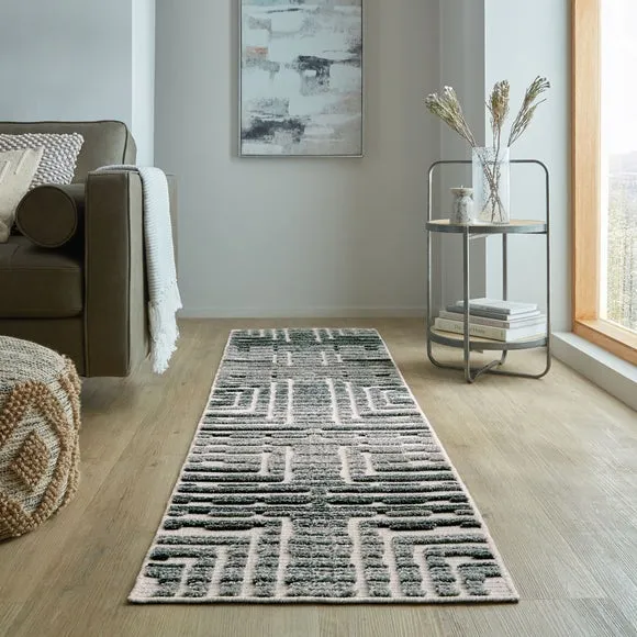 Washable Runner Rug - Monochrome, Hi-Low Pile image